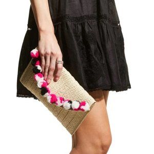 BTB Los Angeles Women's Natural Straw Liv Clutch Hand Bag One Size- NWT